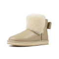 Colored Leather Winter Boots Fur Lined Cuff